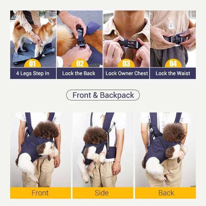 Backpack Dogs Outdoor Dog Carrier for Riding Walking Front Pack Back and Waist Protective Breathable Easy-Fit Pet Travel Bag 26H0130