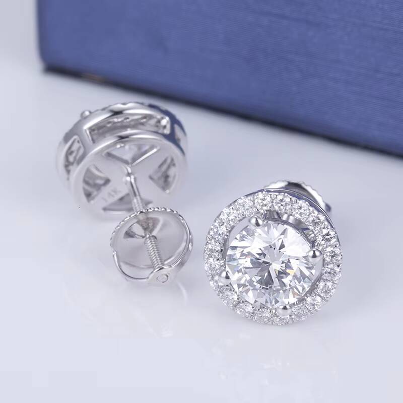 MSE-532 14K White Gold Customized Lab Diamond 1ct D VS1 HPHT Jewelry Earrings