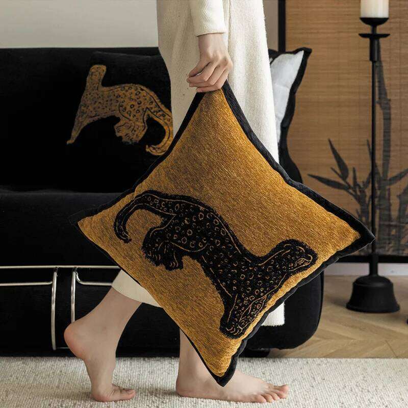 Luxury Pillowcase, Sofa, Living Room Decoration, Embroidered Plush Cute Animals, Bedside Backrest, Waist Pillow, Cushion Cover
