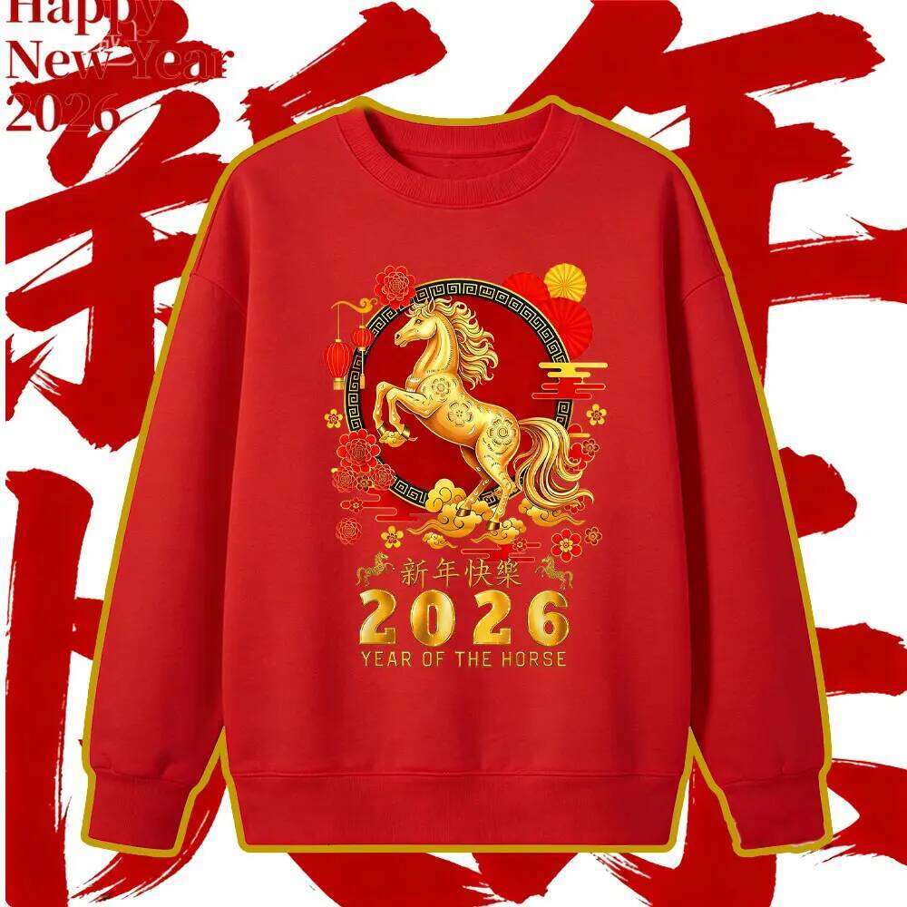 2026 of The Horse Long Sleeve Chinese New Year Faddish Sweatshirt Man and Women Pullover Winter Y2k Clothe Harajuku Hoody C260130
