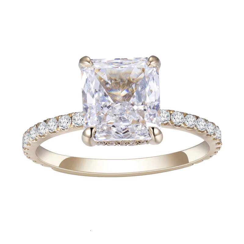 IGI 18K Yellow Gold 263CT Princess square Cut Lab Diamond Rings Wedding Jewelry