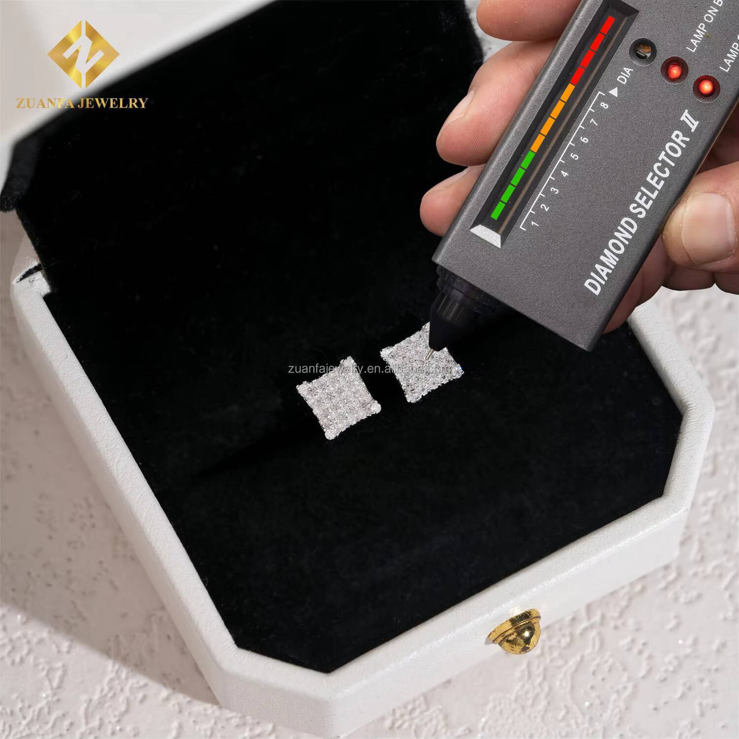 Bulk Stock Drop Shipping GRA Certificate Rapper Jewelry Iced Out Hip Hop Screw Back S925 VVS1 Moissanite Square Stud Earrings