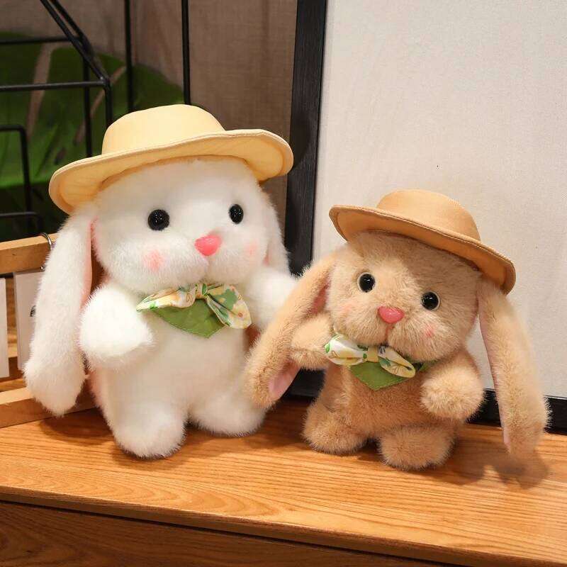 23cm Adorable Rabbit Plush Toy with Hat - and Cuddly Stuffed Animal Super Soft Gift for Kids, Girls, Bunny Lovers Y260128