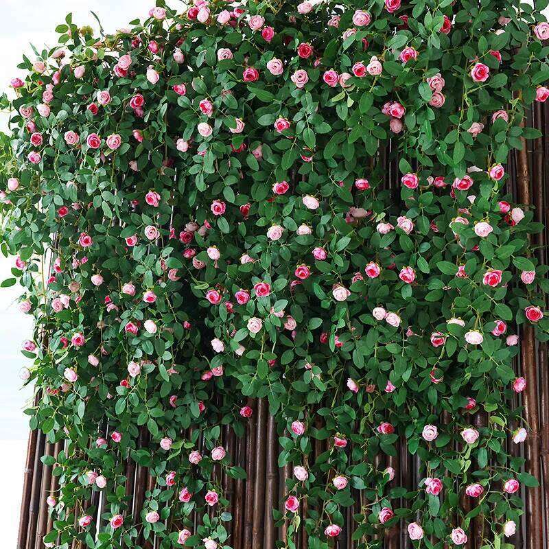 Pink Simulated Rose Fake Flowers Vine Vines Plastic Ceiling Wedding Background Simulation Flower Home Decoration W260130