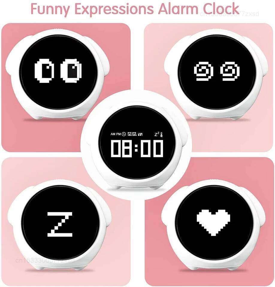 Child Digital Emotion Table WIth Light Living Room Bedroom Desktop Cute Cartoon Alarm Clock for Kids W260130