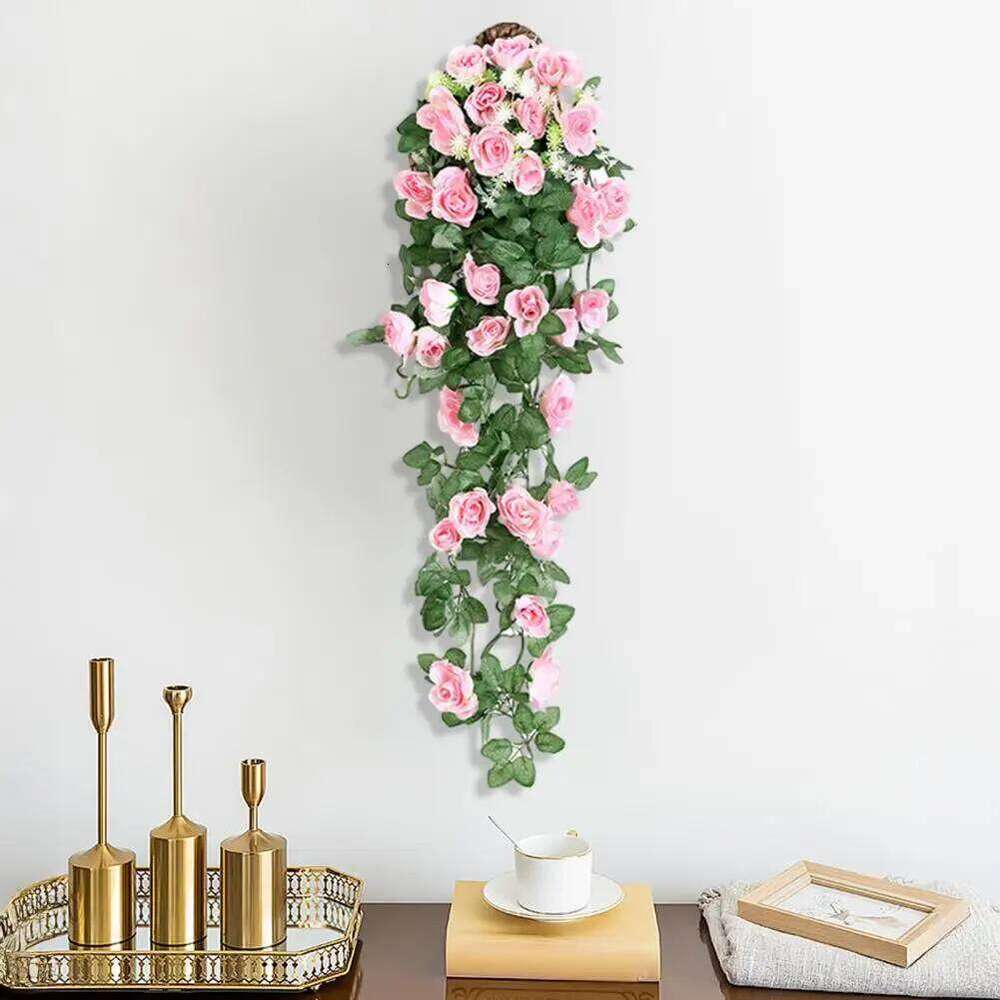 Plant Greenery Decor Artificial Rose Flower Vine Garland Faux Silk Floral Wall Hanging Wedding for Indoor W260130