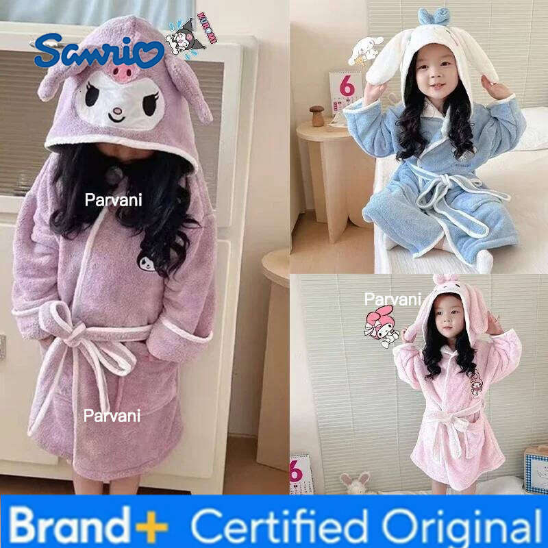 Sanrio Cinnamoroll My Melody Girl Nightgown Hot Kuromi Kawaii Child Long Style Pajamas Cartoon Gift New Cute Bathrobe H2601301
