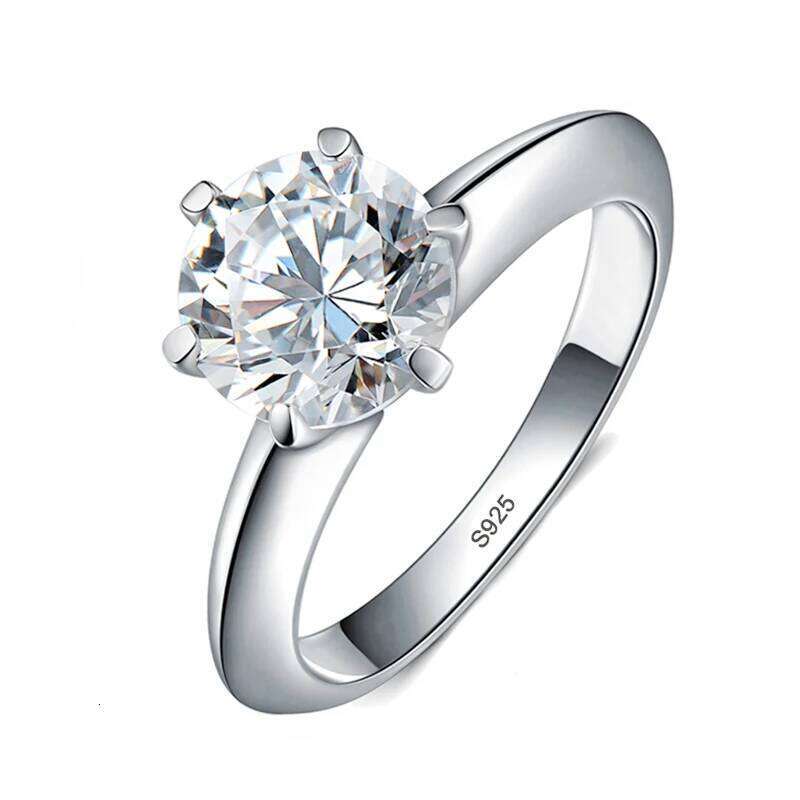 Fashion Brand Jewelry Solitaire 6mm Moissanite S925 Sterling Silver Engagement Wedding Band Ring For Women XJ260130