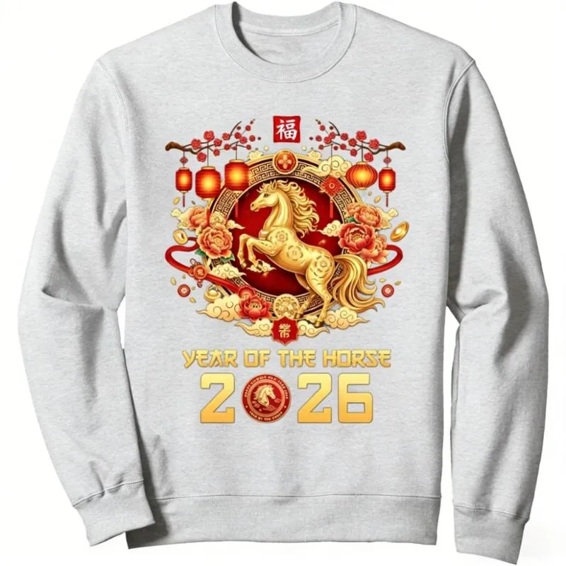 women's Hoodies Chinese Year Unisex Pullover Of The Horse Sweatshirt Latest Trendy Style Fashion Streetwear Men Women Clothing