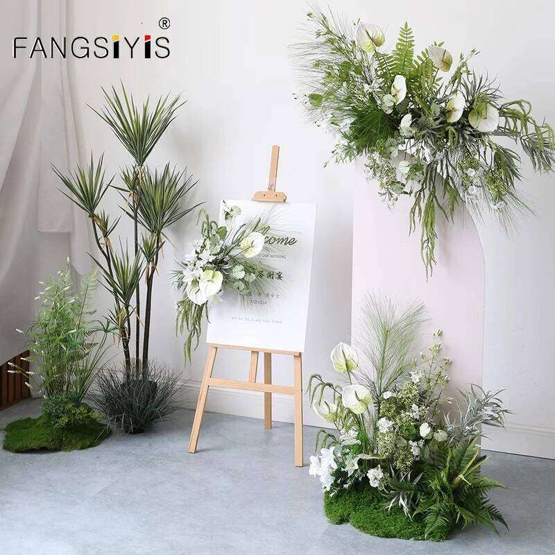 White Green Wedding Arch Backdrop Decor Artificial Flower Row Arrangement Hanging Corner Flowers Party Floor flower decoration Y260130