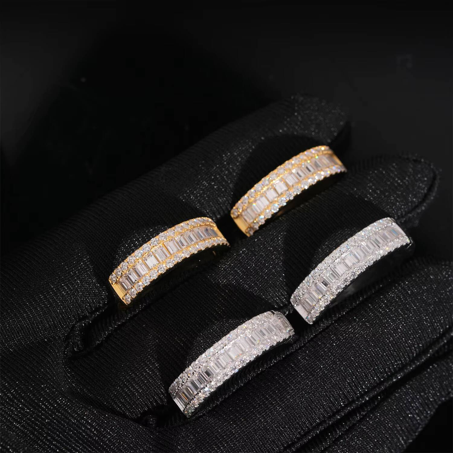 Fine Jewelry Hoop Earrings Silver 925 Moissanite Iced Out Fashion Baguette Diamond Gold Plated Earring