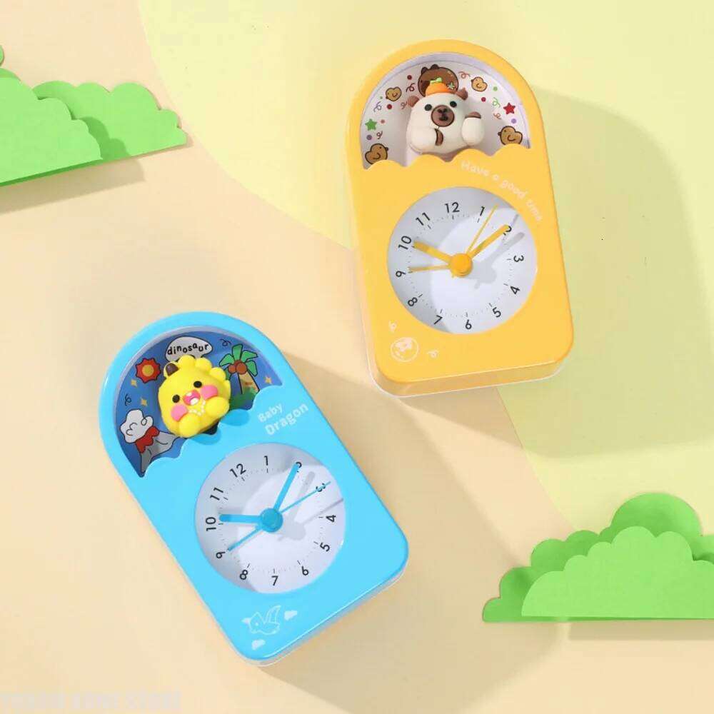 Ins Style Adorable Desk Mini Cartoon Characters, Silent, Sports-Style Anti-Wear & Shockproof Shell, Kids Alarm Clock W260130