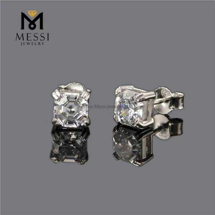 Messi Jewelry 14k/18k Gold/925 Sterling Silver With DEF White Stone Classic 4 Claws Moissanite Stud Earrings