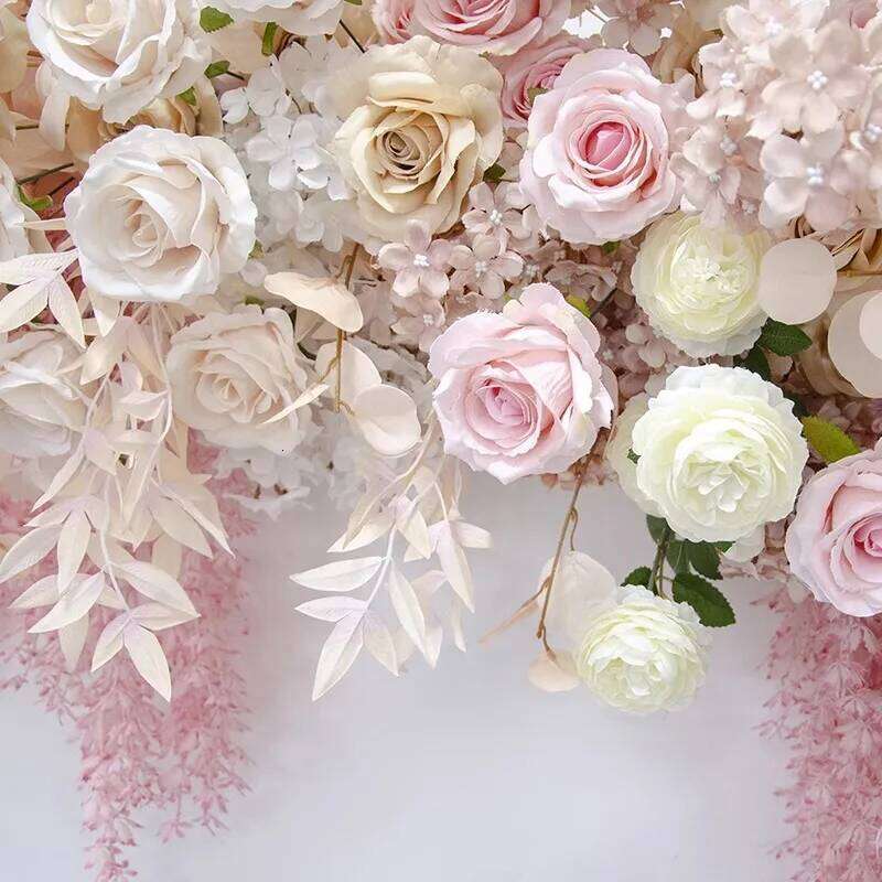 Customized Pink Series Rose Hydrangea Floral Arrangement for Event Backdrop KT Board Decor Wedding Pary Supplies Flower Runner W260130