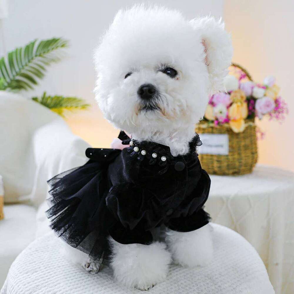 classic dog pet Black Sahara Rose Wedding Dress for Small Dogs Tutu Princess Skirt H260129
