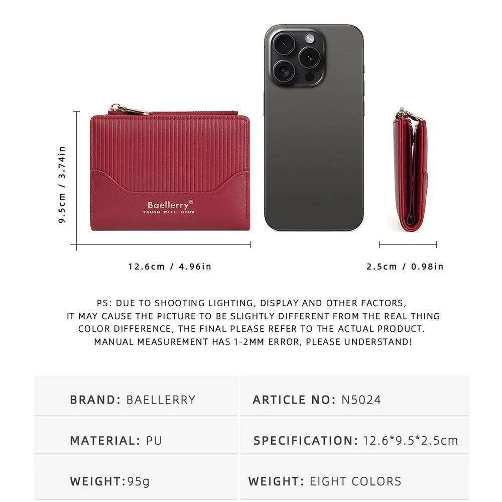 PU Zip Coin Purse Women - RFID Blocking Alternative, Secure Multi-Pocket Card Wallet Z260130