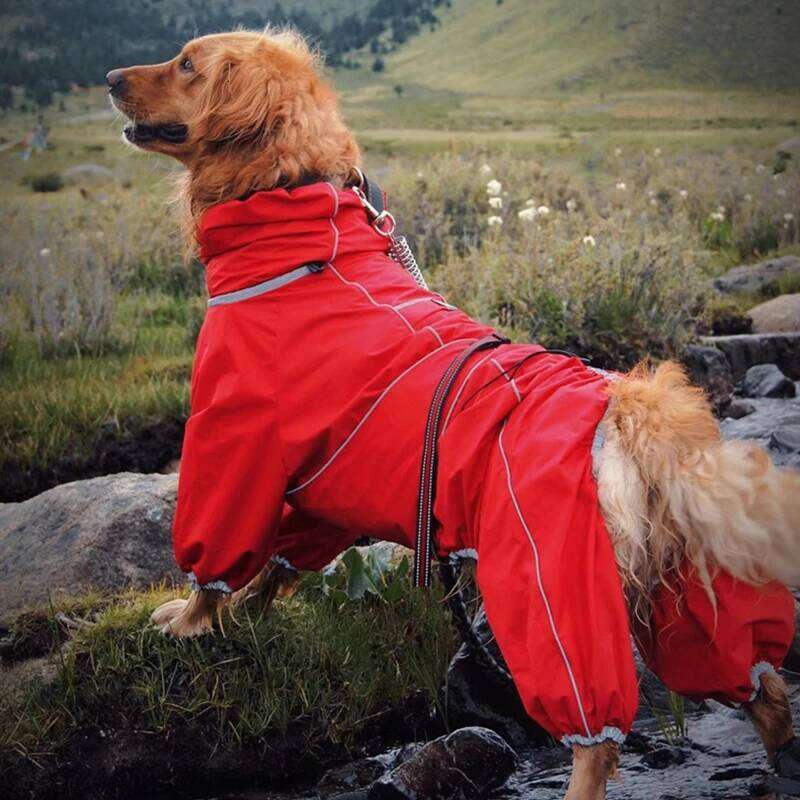 Famous brand Raincoat for Large Dogs Soft Breathable Snow Proof Windproof Pet Rain Jacket Safety Waterproof Outdoor Dog Coat with Legs pupakaIK