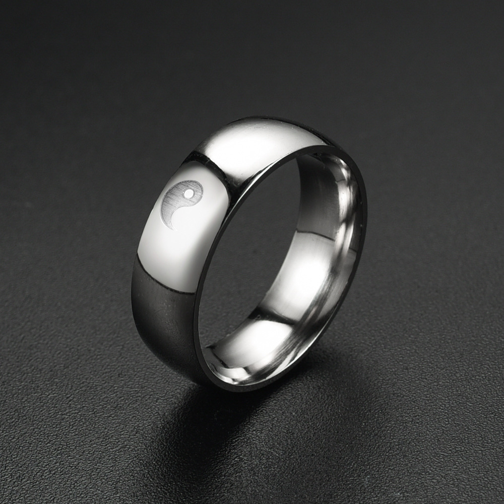 New Style Titanium Steel Tai Chi Ring Bagua Diagram Couple Rings Source Manufacturer