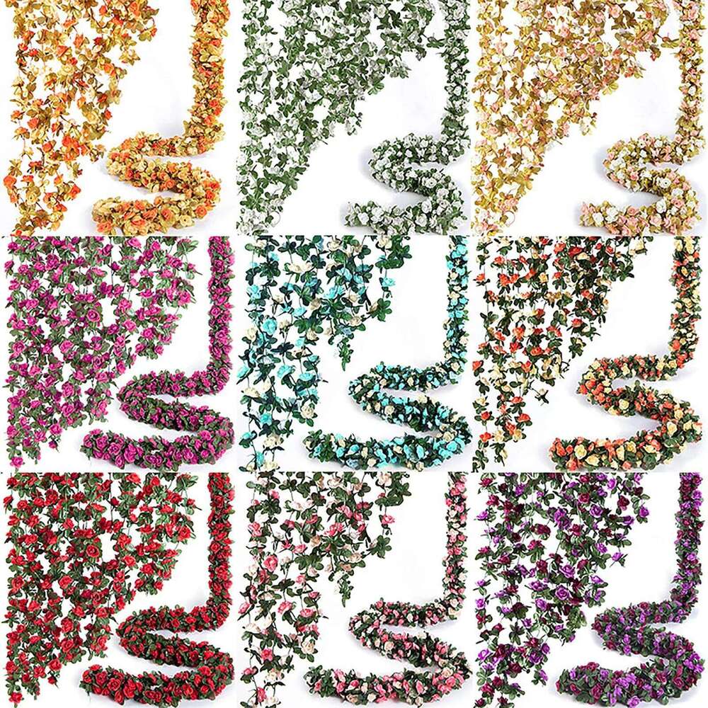 2.5m Simulated Flower Rose Rattan Arch Winding Vines Home Festive Decoration Wreath W260130