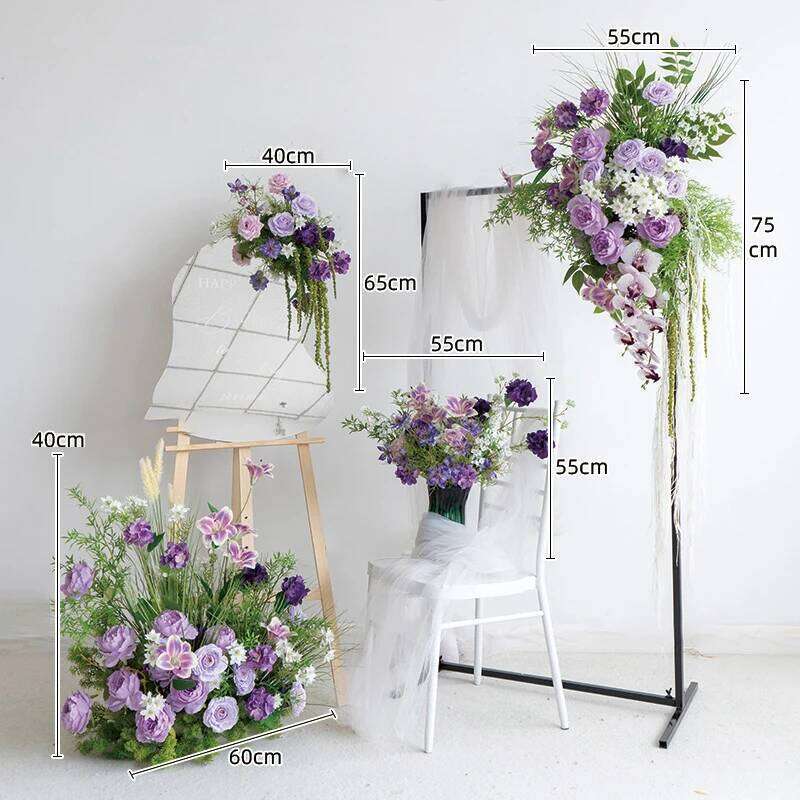 Purple Rose Hydrangea Wedding Backdrop Arch Hanging Birthday Party Stage Floral Arrangement Floor Flower Row Y260130