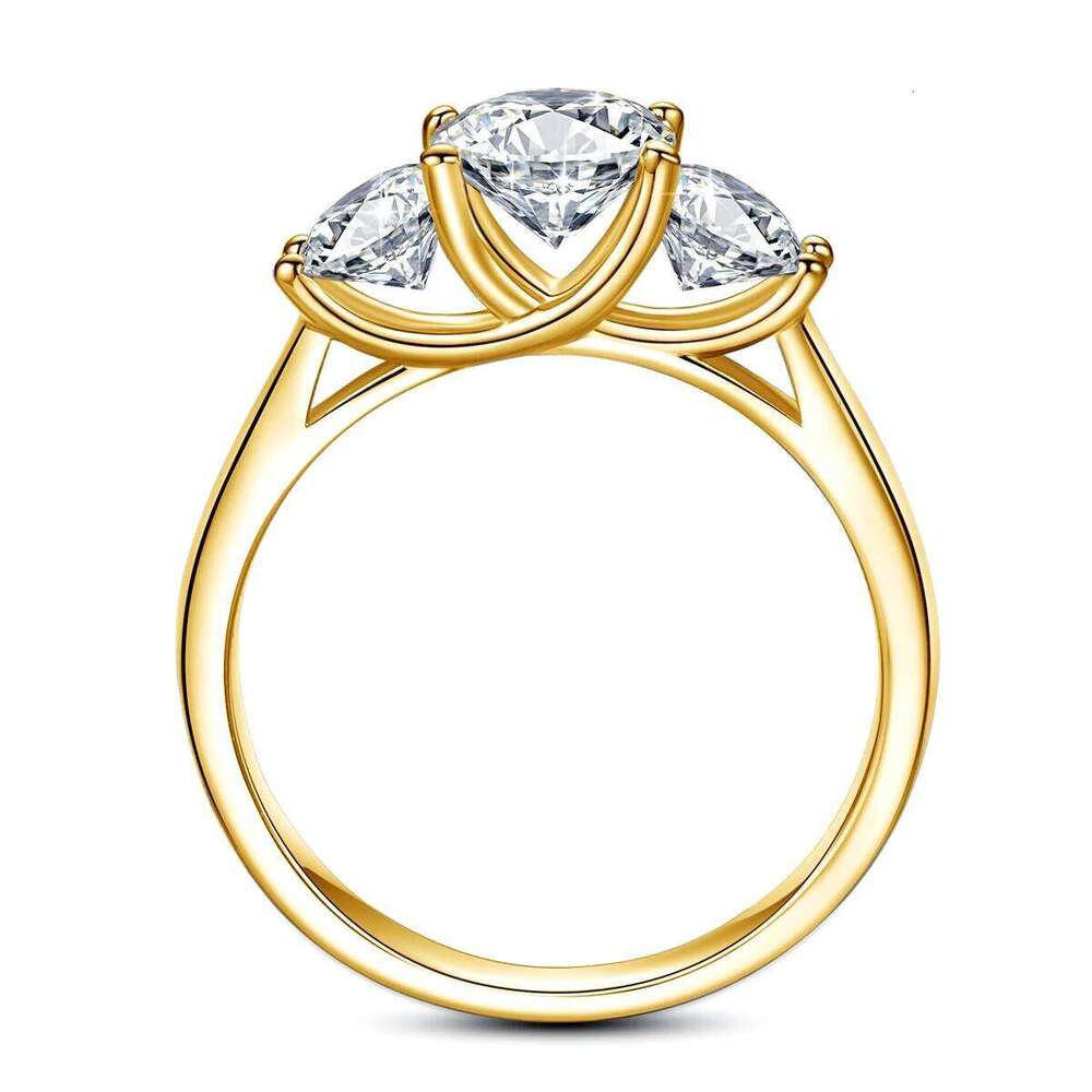 Yellow Gold Moissanite Rings for Women Total Is 2ct D Color VVS1Eternity Engagement Jewelry With Certificate Original Trend Gift XJ260130