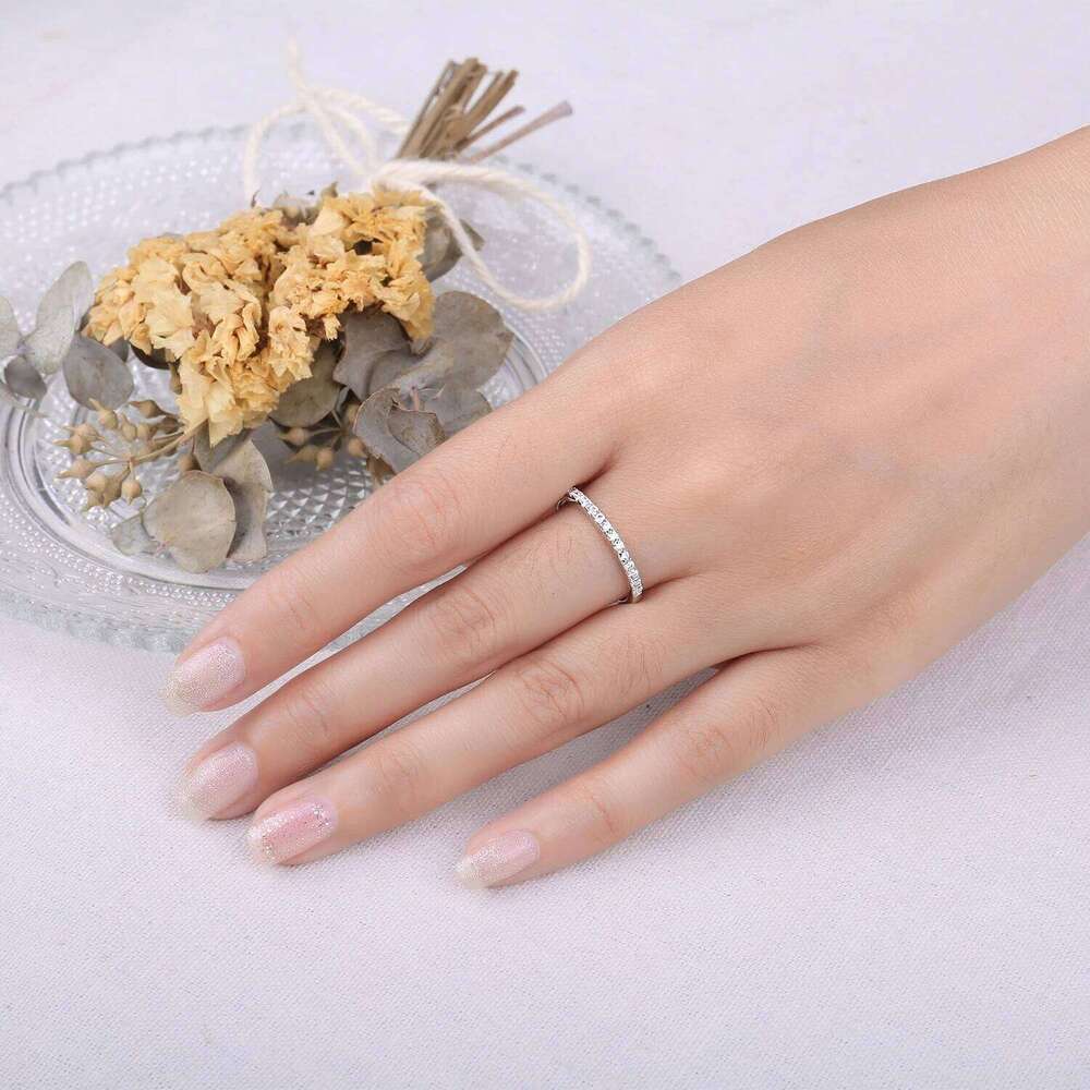 JewelryPalace Moissanite D Color Half Eternity 0.225ct 925 Sterling Silver Wedding Ring for Women Yellow Rose Gold Plated XJ260130