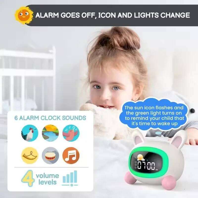 Alarm Clock Kids Ok to Wake Children with Sleep Training and Sound Machine Birthday Gift for Boy Girls W260130