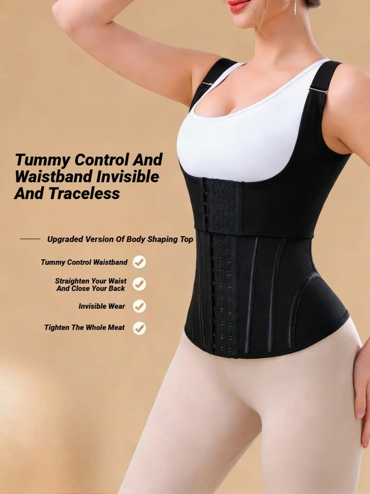 Body Shaper Shapewear Women Vest Tops Double Compression Waist Trainer Corset Adjustable Zipper And Hook-Eyes Latex Tummy 260130