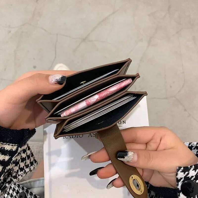 Women's Short Black Brown Minimalist Versatile Compact Card Bags Coin Purse Money Wallet Monedero Mujer Billetera Z260130