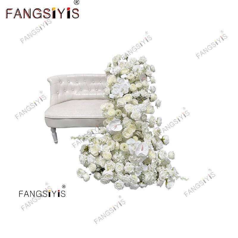 Luxury White Rose Hydrangea Leaf Wedding Arch Floral Arrangement Table Centerpieces Runner Flower Row Event Party Supplie W260130