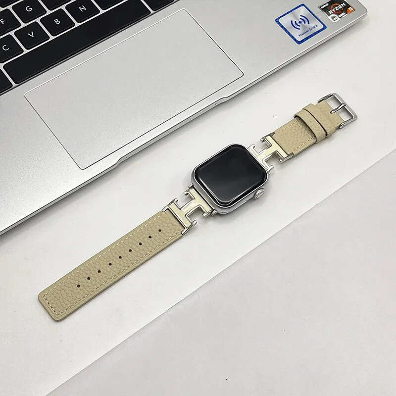 Professional Leather Apple Watch Band with Metal Detail Compatible with iWatch Series 4 5 6 7 8 9 10 38mm 40mm 41mm 42mm 44mm 45mm 46mm 49mm