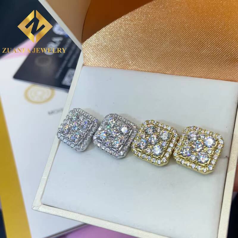 Past Diamond Test Moissanite 135mm Stud Earring Mens Women 925 Sterling Silver VVS Moissanite Iced Out Stud Earring with GRA