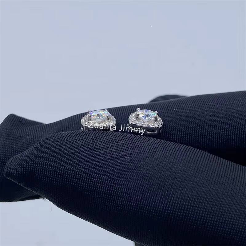 Wholesale Price in Stock Iced Out Stud Earrings 925 Sterling Silver VVS Round Moissanite Women Hip Hop Earring