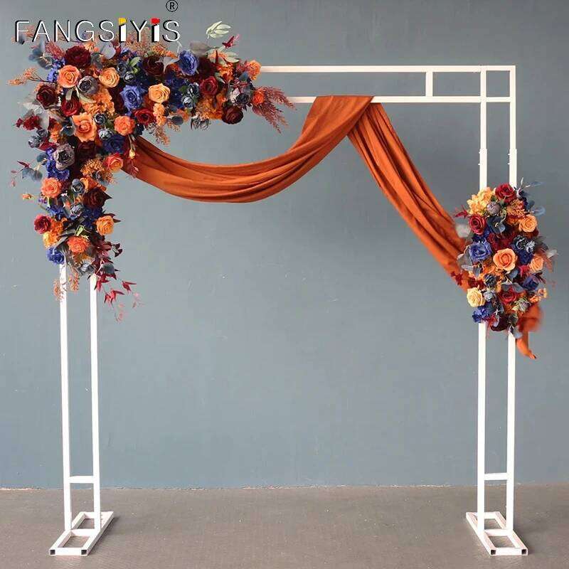 Customized Artificial Flower Arrangement Luxury Blue Orange Rose Floral Runner for Wedding Arch Backdrop Decoration Home Decor Y260130
