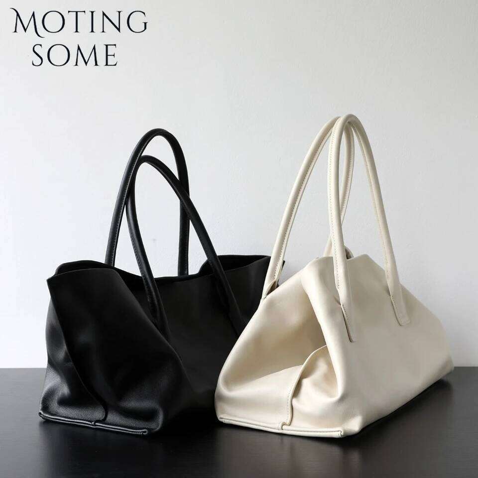 Motingsome Luxury Niche First-layer Cowhide Woman Large Capacity Shoulder Underarm Bag Casual Tote Big Handbag 2025 New