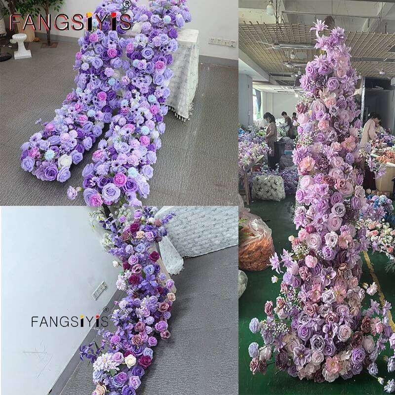 Purple Arrangement Wedding Table Decor Flower Ball Runner Artificial Flowers Row Event Party Backdrop Prop Window Display props Y260130