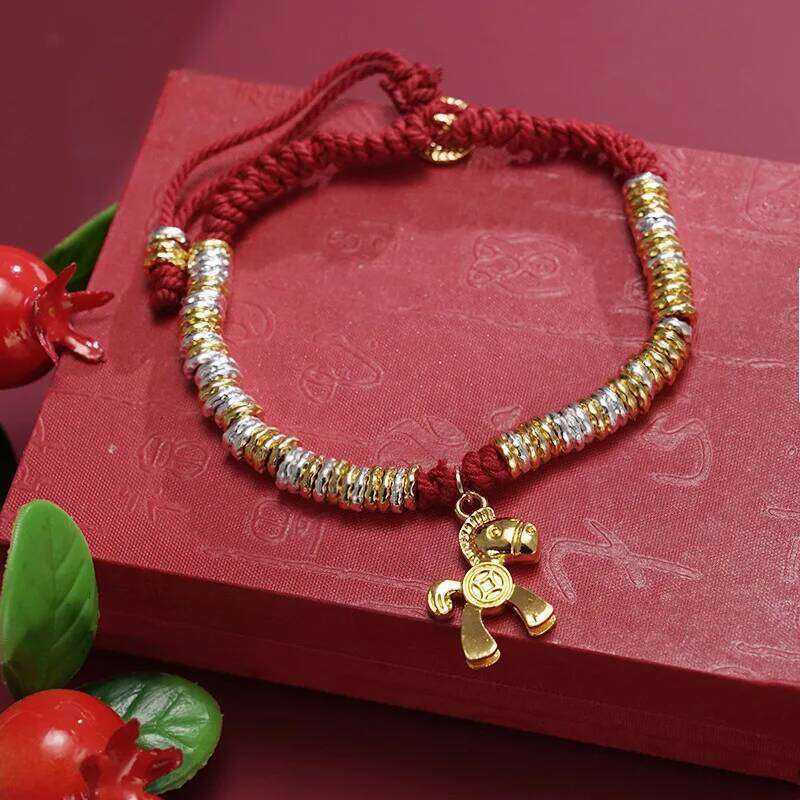 2026 Lucky Red Rope Bracelet Chinese Style Zodiac Horse Braided Hand Chain Women Fashion Jewelry Xmas New Year Gift