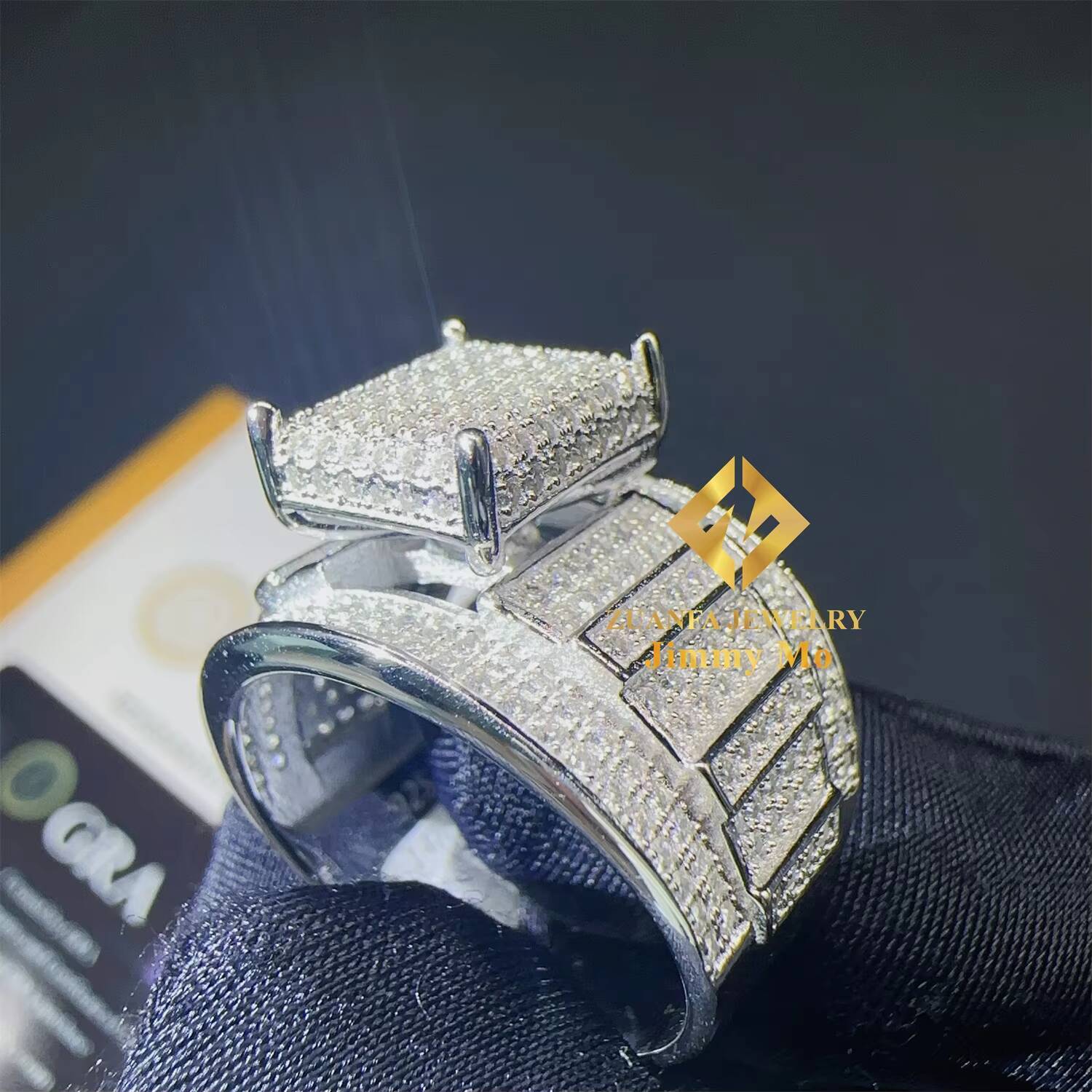Ready to Ship GRA Certificates Low Price Classic Hip Hop Fire Jewelry Iced Out VVS1 Moissanite Shining Diamond Man Ring
