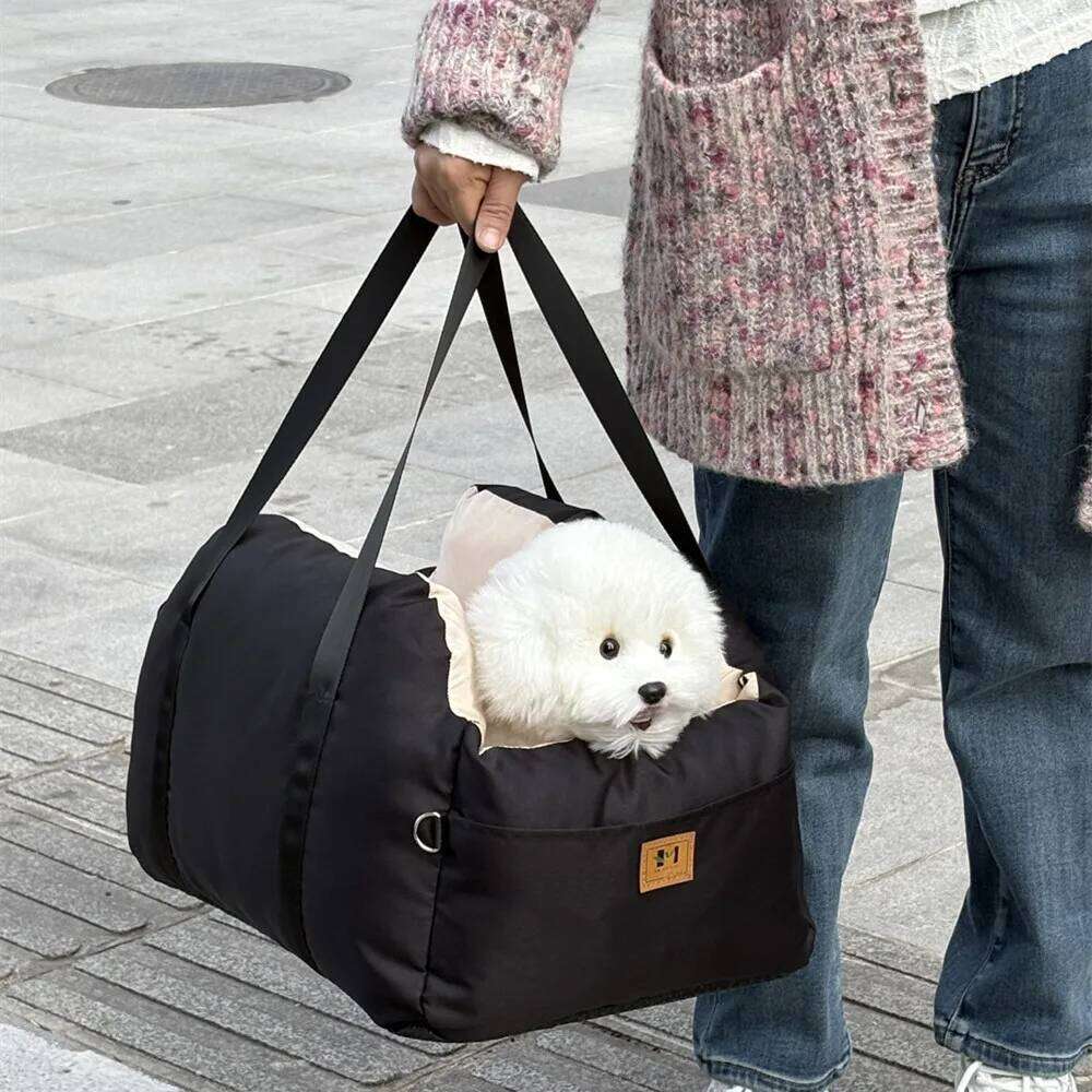 Car SUV Puppy Bed with Adjustable Fixed Strap Non-Slip Bottom Seat for Dog Cat Traveling Carry Supplies Washable 26H0130