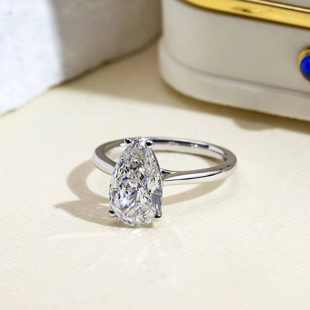 MSR-1655 Customized Ring Jewelry 302CT E VS1 14k Solid Gold Pear Cut Lab Grown Diamond Ring