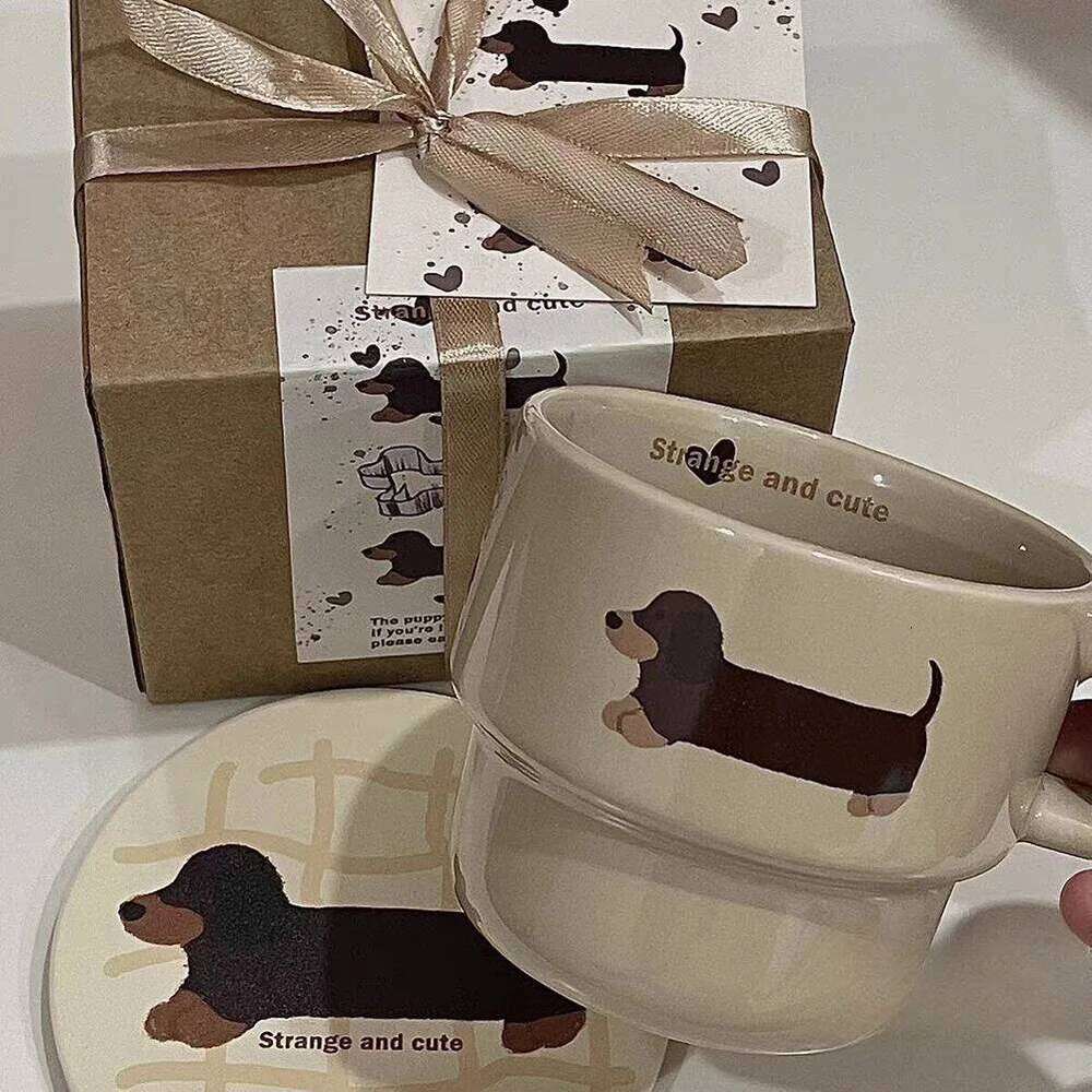 Dachshunds Dog Coffee Mugs Home Ceramic Cup Drink Juice Cola Outdoor Travel Cocoa Handheld Water Mug For Lovers Friends