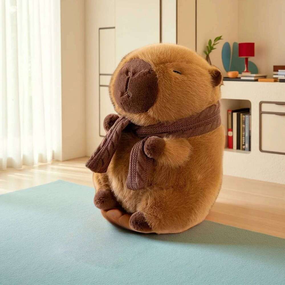 Kawaii Plush Stuffed Doll for Kids, Cute Scarf, Pufferfish, Animal Toy, Children's Birthday Gift, Capybara Doll, Hot, 25-30cm Y260128