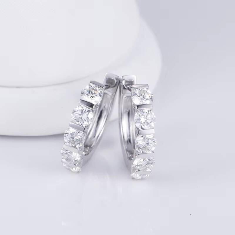Messi Jewelry 10k White Gold 27mm Round DEF Color Moissanite Diamond Earrings