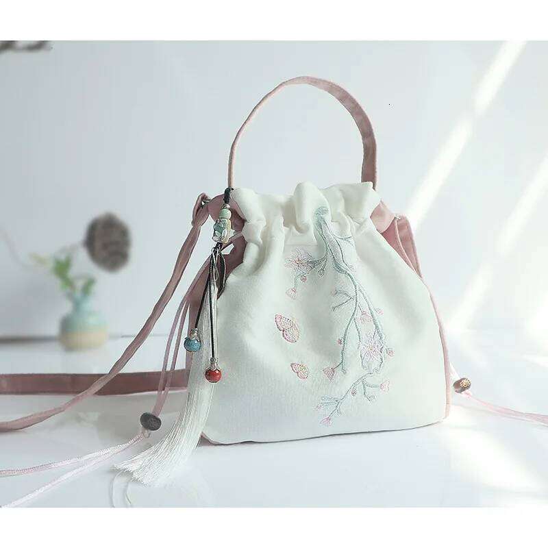 Women S Hanfu Shoulder With Han Elements Embroidered Chinese Style Handheld Mobile Phone Crossover Small Bag KABAHEBINGJUE