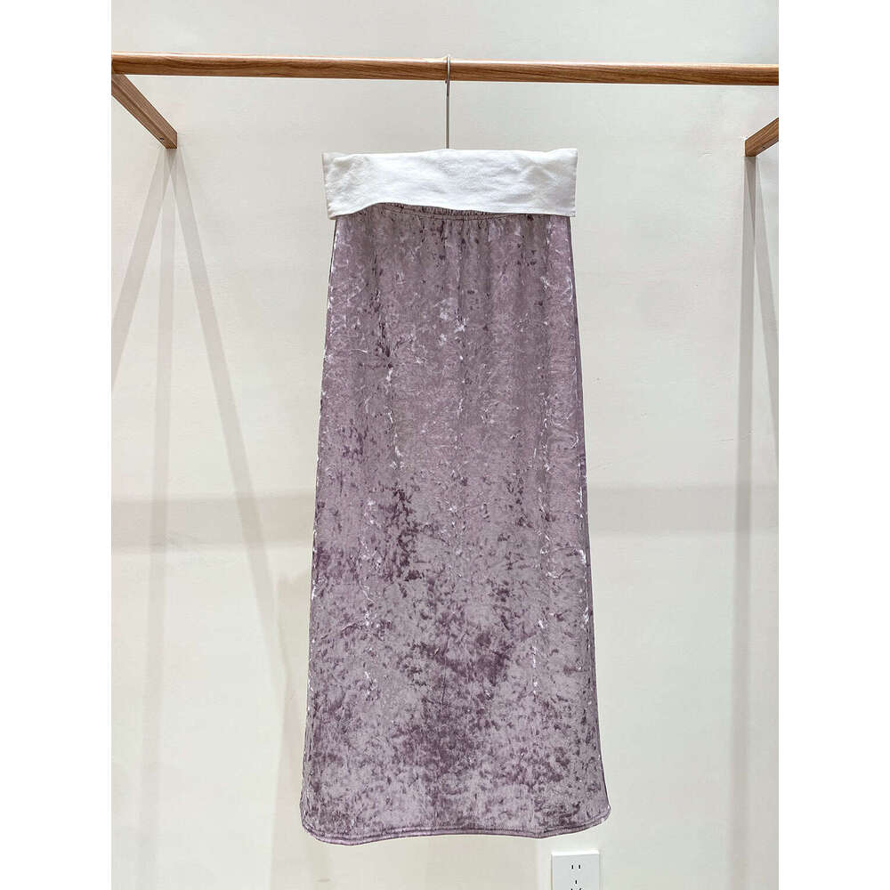 Zhihetang New Chinese National Style Diamond Velvet Half Winter Fleece Lined Thickened Split Straight Skirt LEEGO LENS