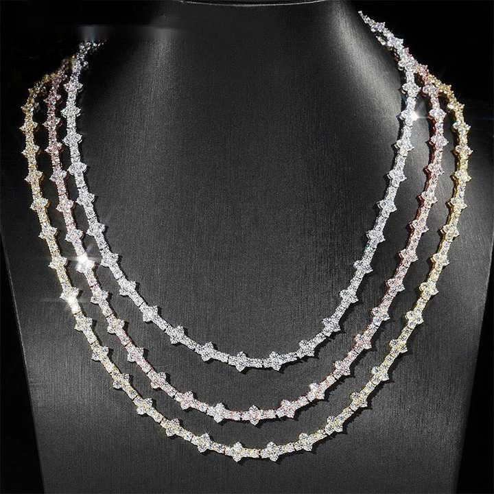 2026Fast Delivery Cross Tennis Necklace Bracelet Pass Diamond Tester Gra Certified 925 Sterling Silver Vvs Moissanite Tennis Chain