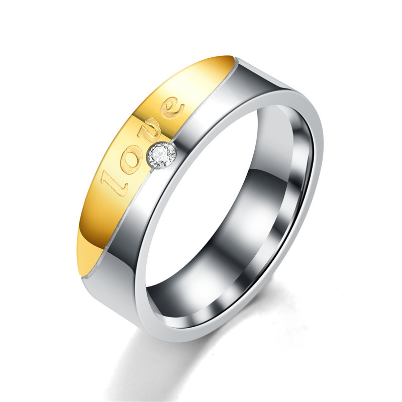 Fashion FOREVER LOVE Inlaid Diamond Flat gold Couple Love Rings Factory Direct Sale