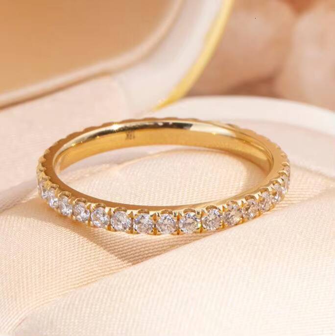 MSR-408 18K Yellow Gold Eternity Wedding Engagement Ring Round Lab Grown Diamond Ring