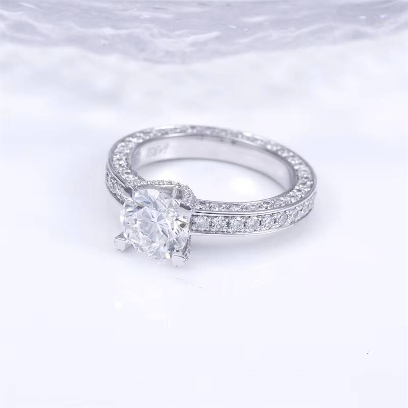MSR-1444 PT950 Round Cut HPHT IGI Lab Diamond Custom Solitary Ring