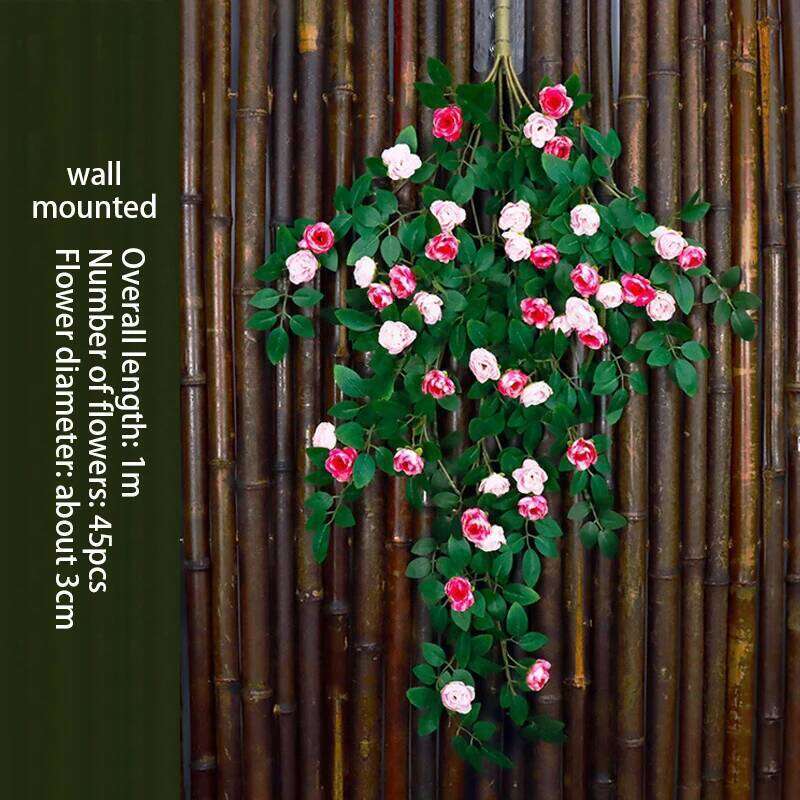 Pink Simulated Rose Fake Flowers Vine Vines Plastic Ceiling Wedding Background Simulation Flower Home Decoration Y260130